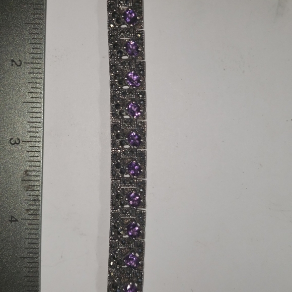 Vintage sterling silver amethyst bracelet - Picture 3 of 4